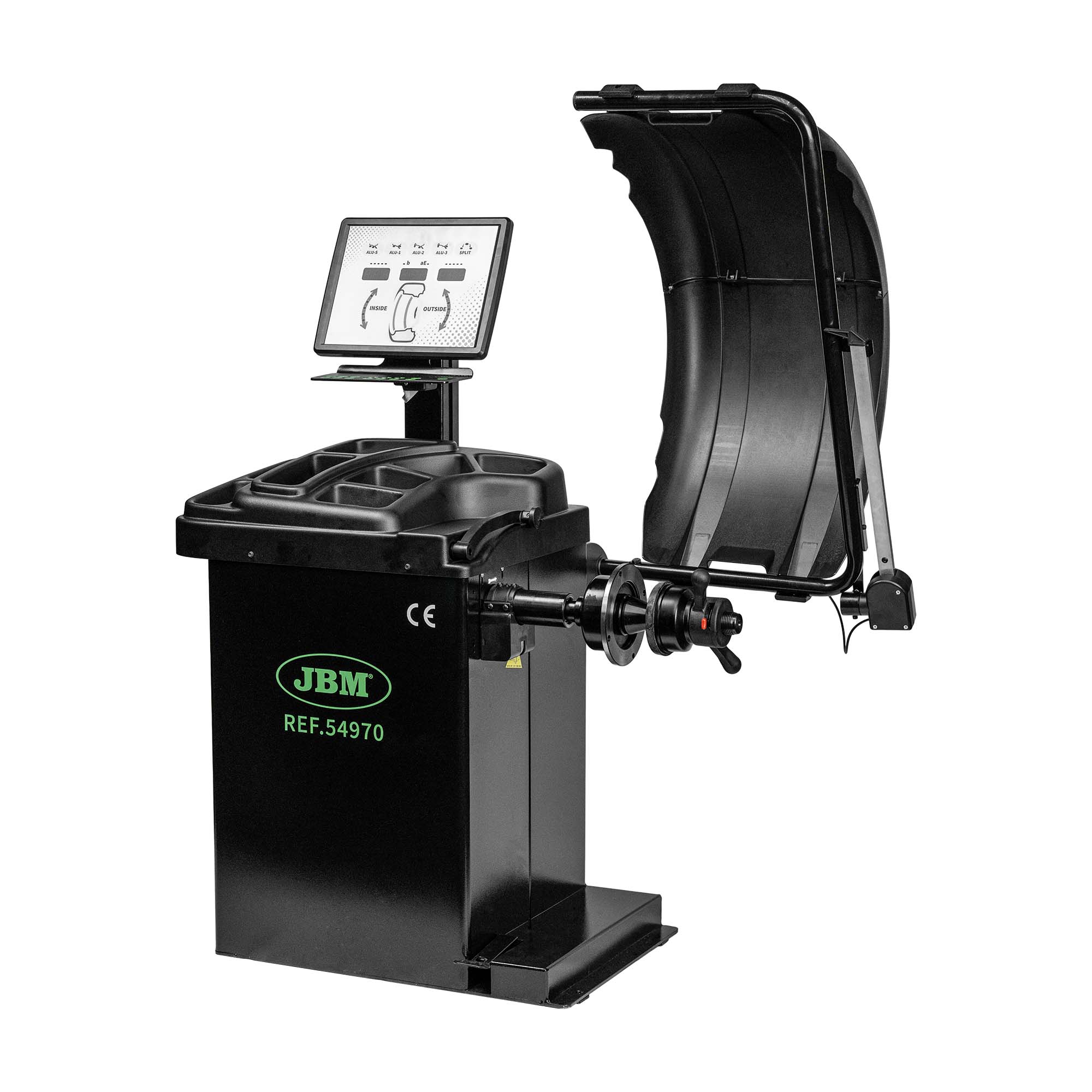 54970 ÉQUILIBREUSE DE ROUES NUMÉRIQUE + 54964 DÉMONTE-PNEUS + 53956 CHAISE