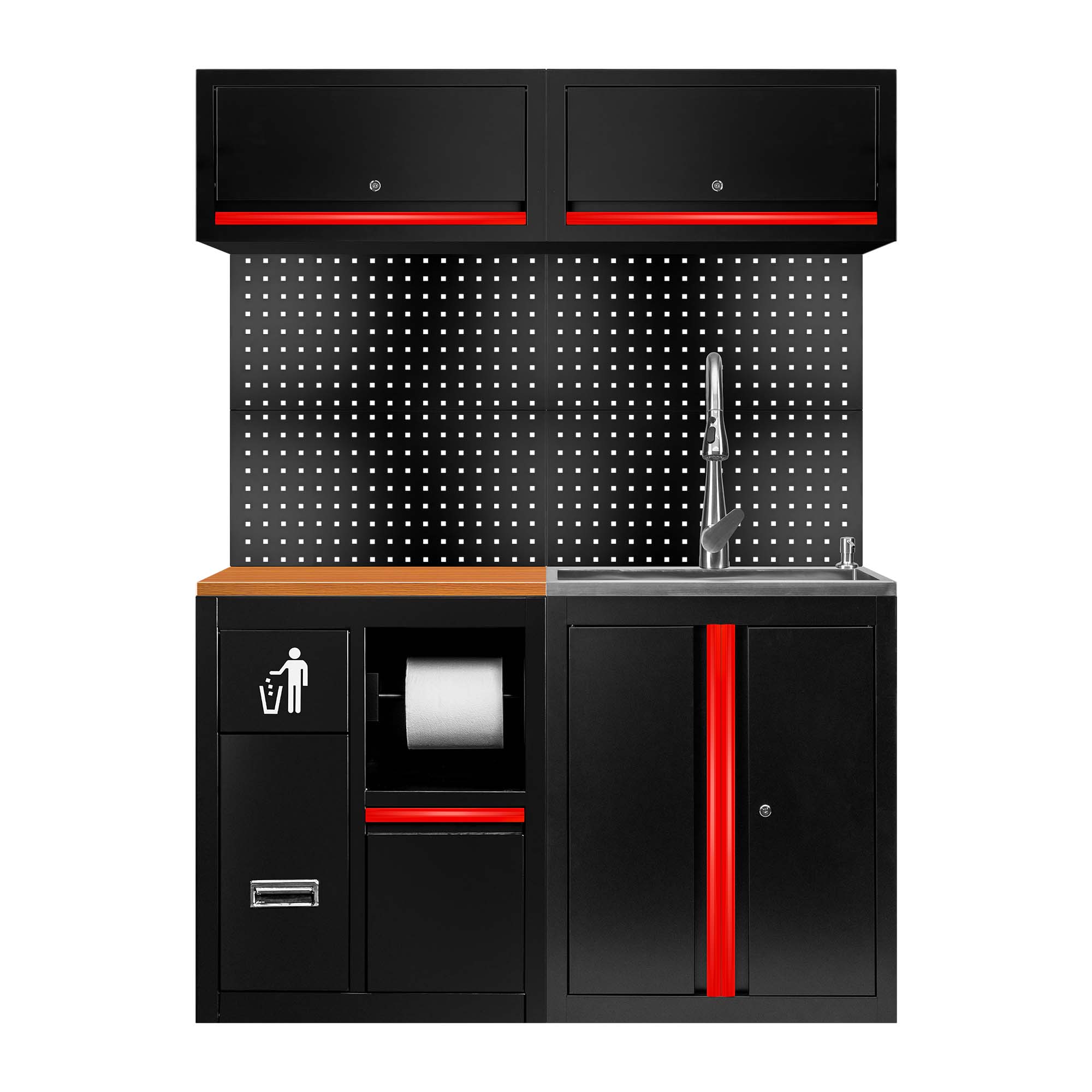 ENSEMBLE DE MEUBLES MODULAIRES (13 PCS) - EXTENSION AVEC REF.16493 ET REF.18103 - ROUGE