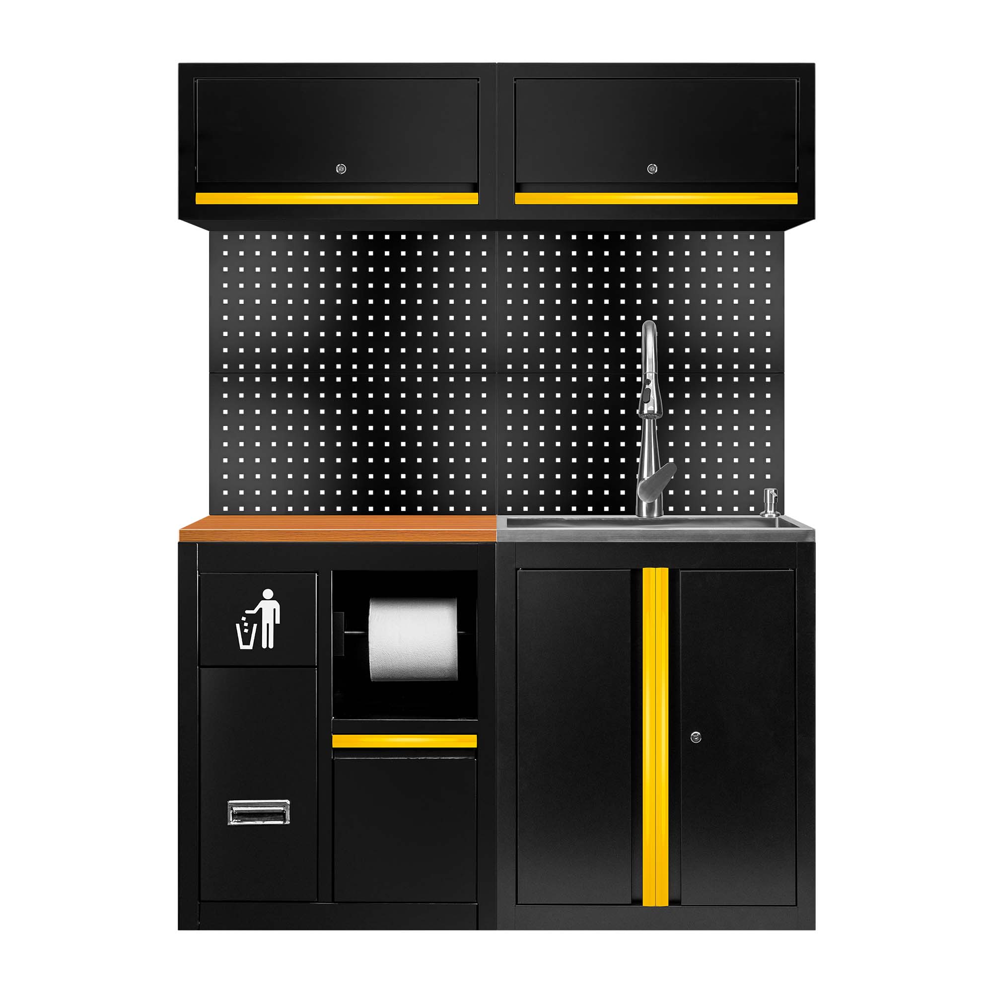 ENSEMBLE DE MEUBLES MODULAIRES (13 PCS) - EXTENSION AVEC REF.16493 ET REF.18103 - JAUNE