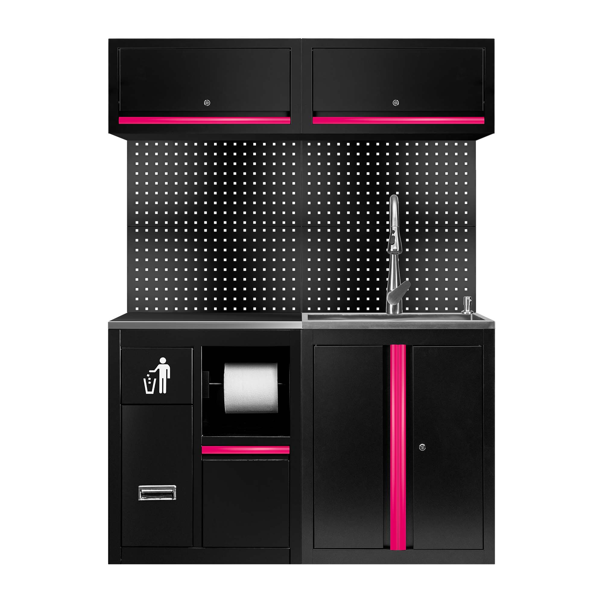 ENSEMBLE DE MEUBLES MODULAIRES (13 PCS) - EXTENSION AVEC REF.16493 ET REF.18103 - ROSE