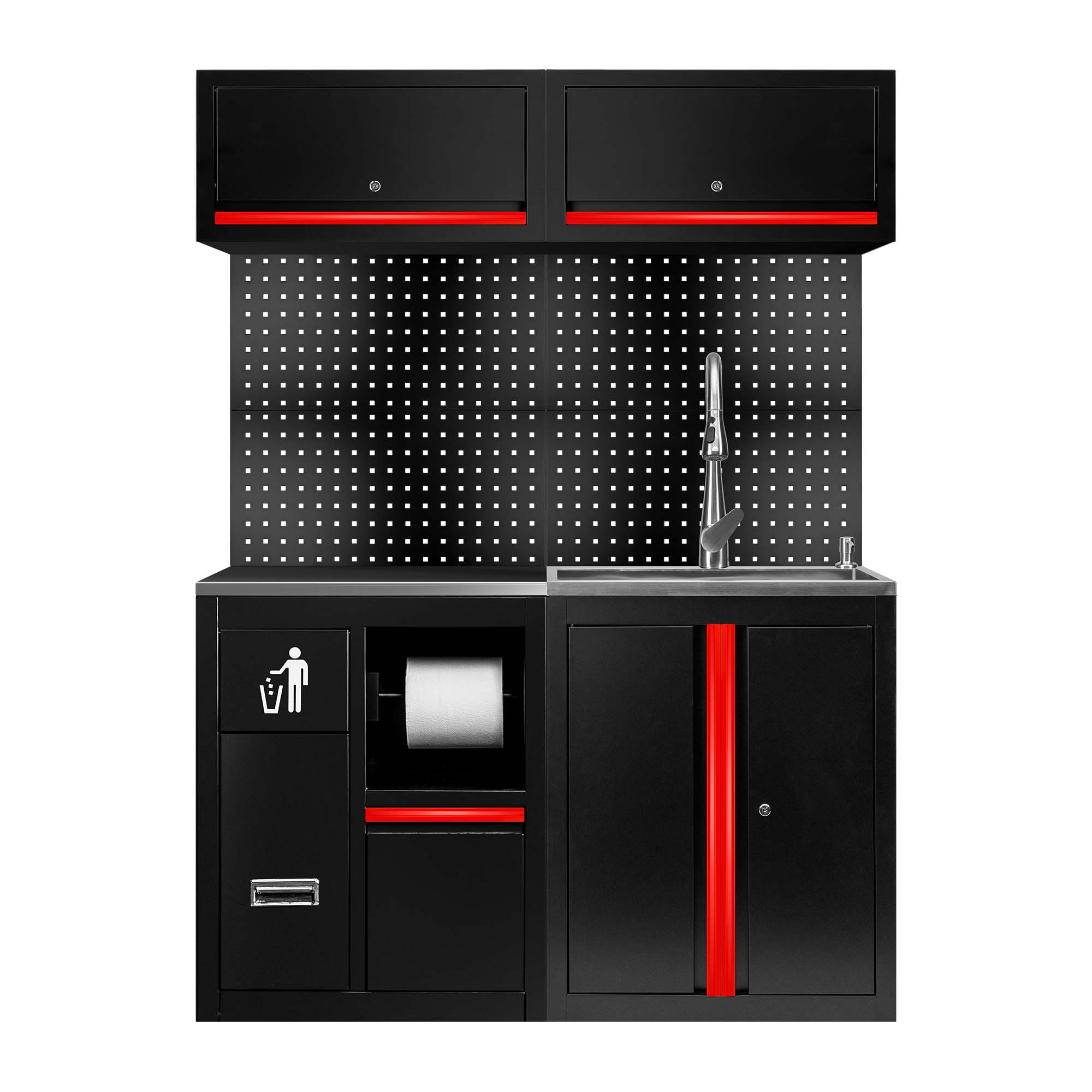 ENSEMBLE DE MEUBLES MODULAIRES (13 PCS) - EXTENSION AVEC REF.16493 ET REF.18103 - ROUGE