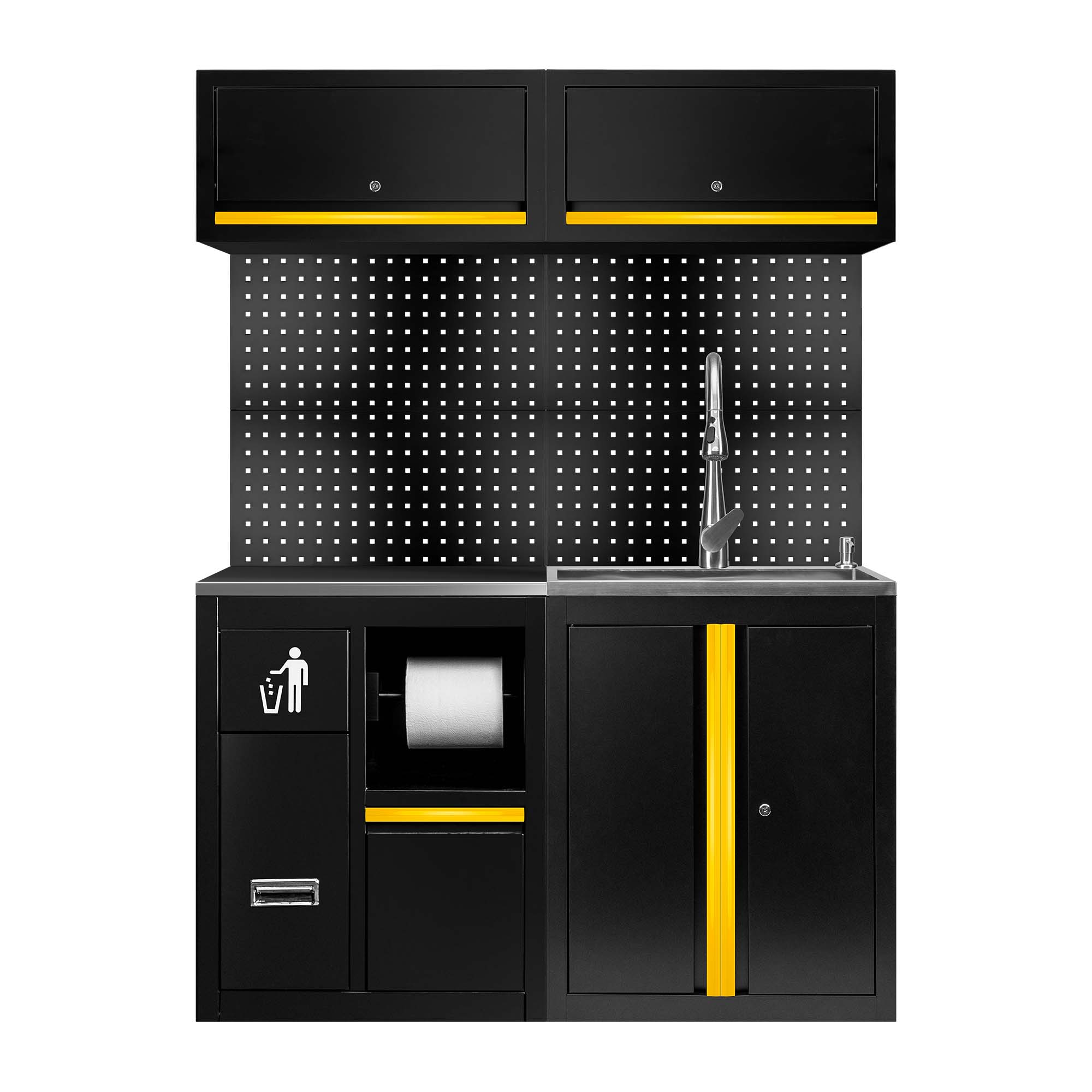 ENSEMBLE DE MEUBLES MODULAIRES (13 PCS) - EXTENSION AVEC REF.16493 ET REF.18103 - JAUNE