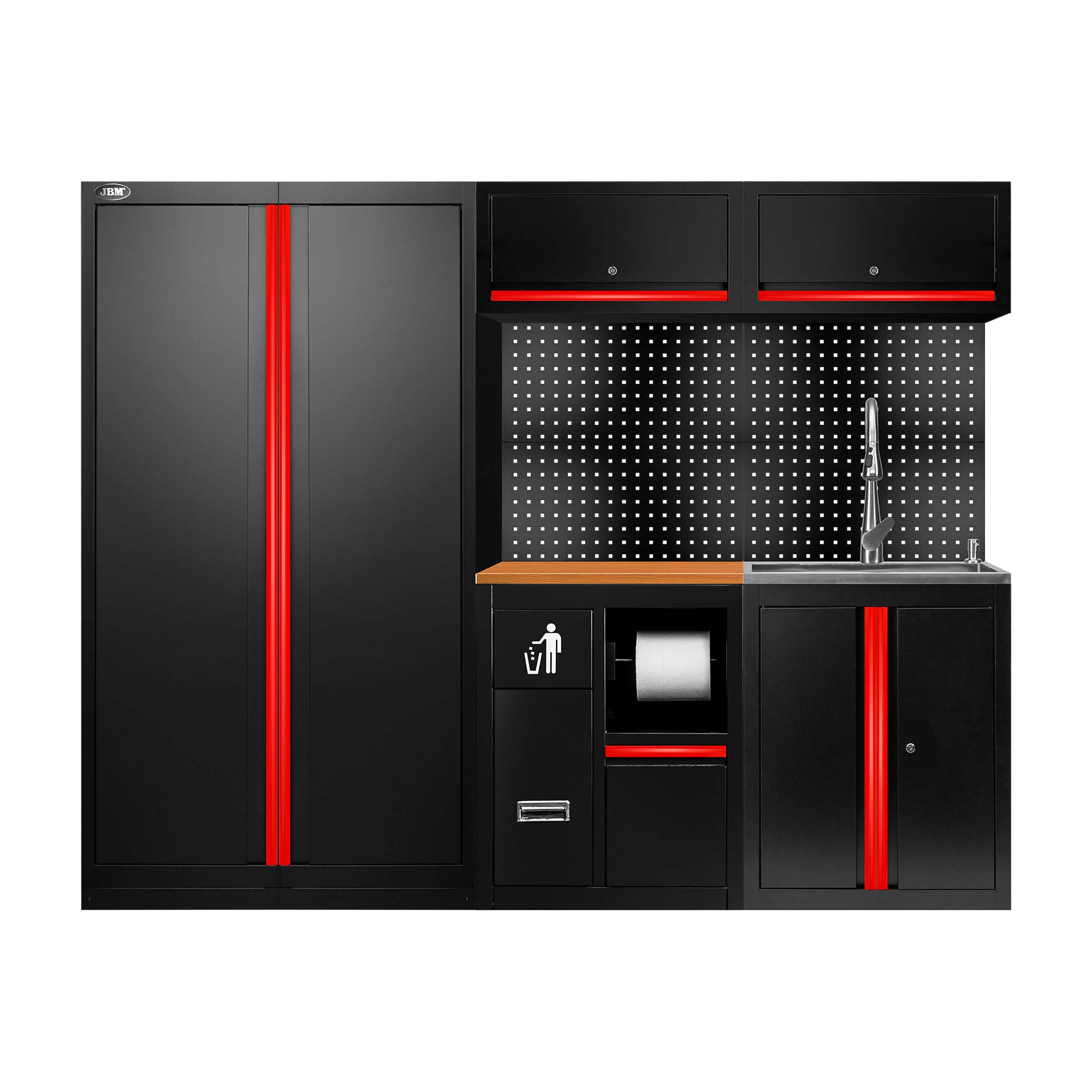 ENSEMBLE DE MEUBLES MODULAIRES (14 PCS) - EXTENSION AVEC REF.18105, REF.16493 ET REF.18103 - ROUGE