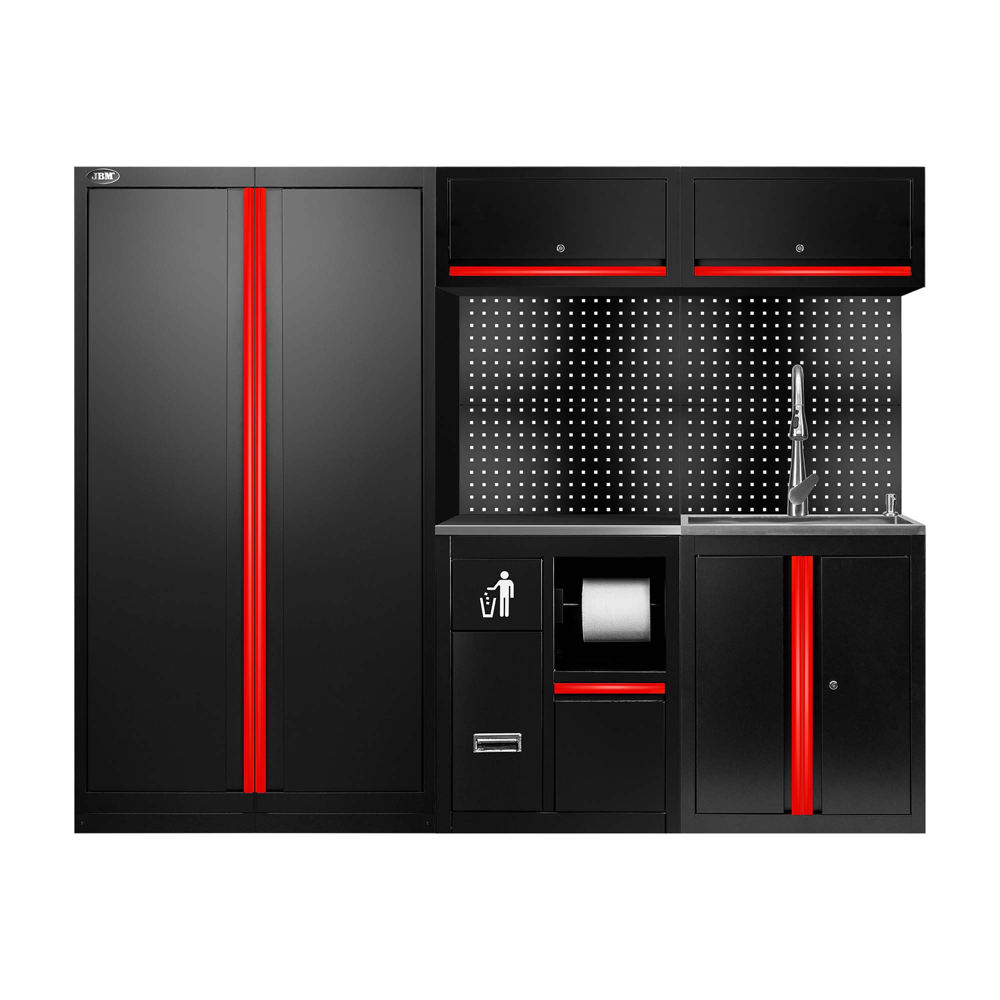 ENSEMBLE DE MEUBLES MODULAIRES (14 PCS) - EXTENSION AVEC REF.18105, REF.16493 ET REF.18103 - ROUGE