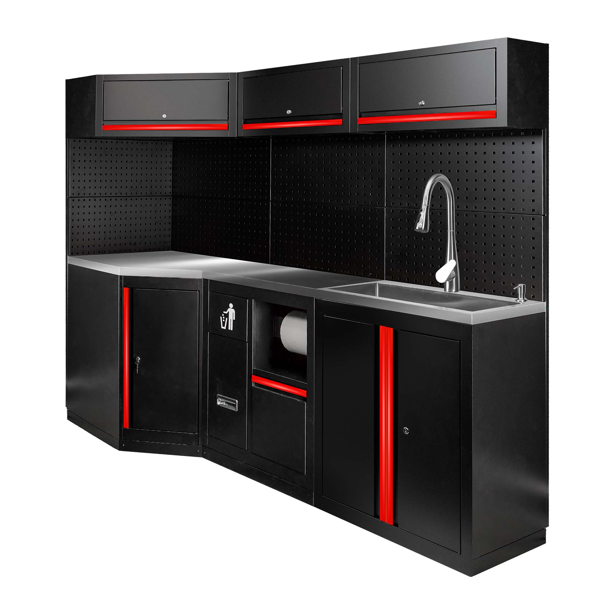 ENSEMBLE DE MEUBLES MODULAIRES (24 PCS) - EXTENSION AVEC REF.16492, REF.16493 ET REF.18103 - ROUGE
